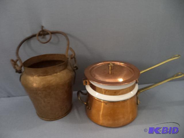 lot 76 image: Copper Planter, Double Boiler