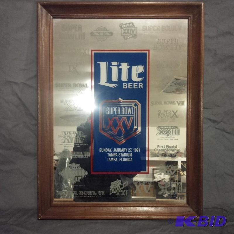 lot 24 image: Vintage1991 Miller Lite Superbowl XXV Mirror