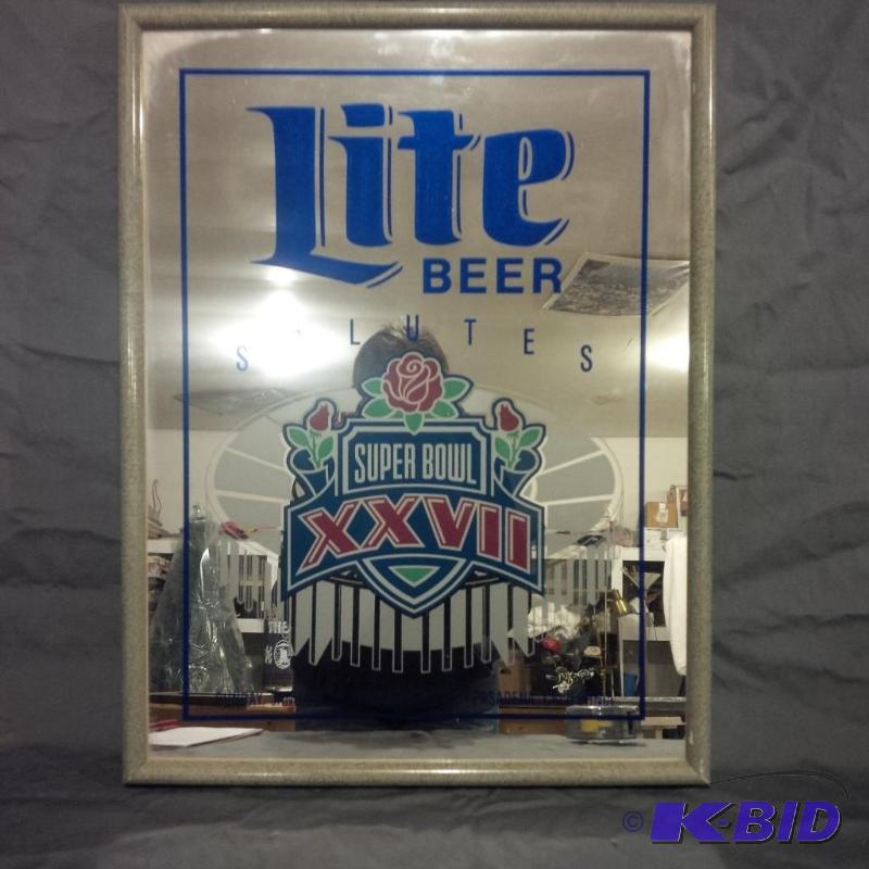 lot 25 image: Vintage 1993 Miller Lite Superbowl XXVII Mirror