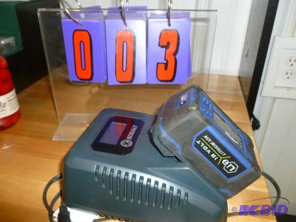 Kobalt 18 volt lithium ion battery and charge...
