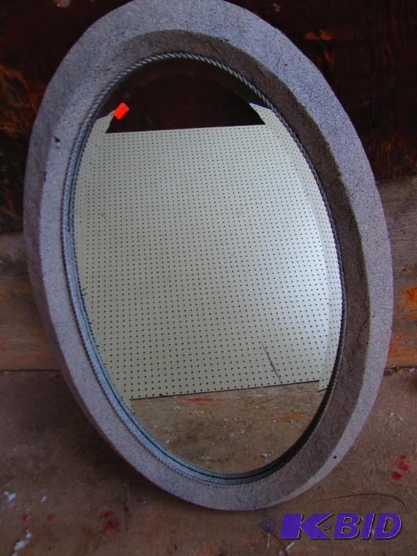 lot 1 image: Oval mirror with sand textured frame, made by...