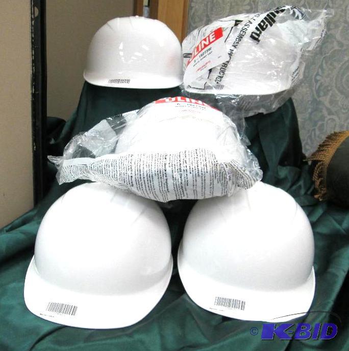 lot 19 image: Qty 5 Uline S-19273W White Bump Cap hard hat...