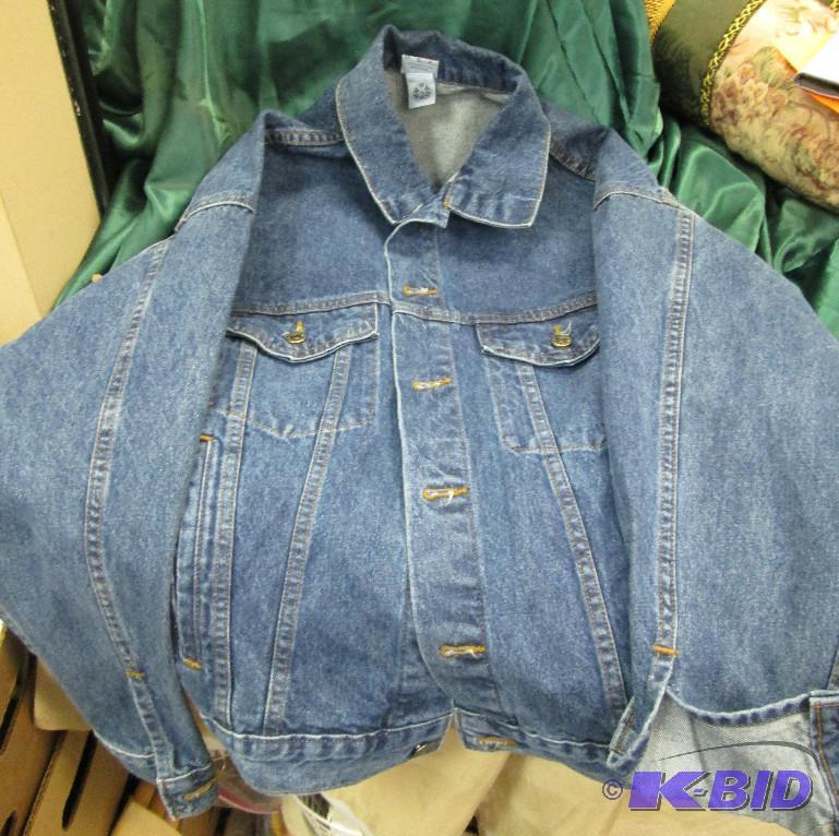 lot 37 image: Medium jean jacket on the back it has an eagl...
