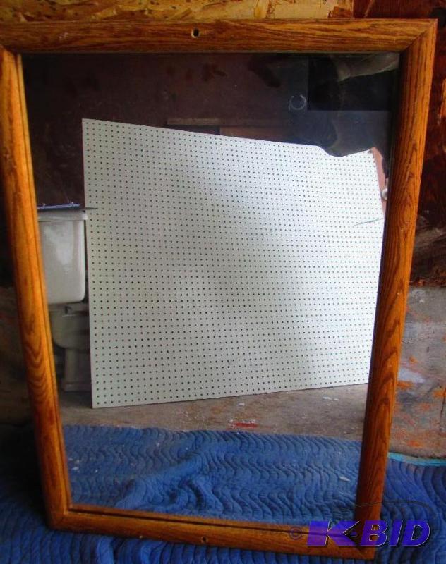 lot 4 image: Wood framed mirror, 27 x 38 inches...
