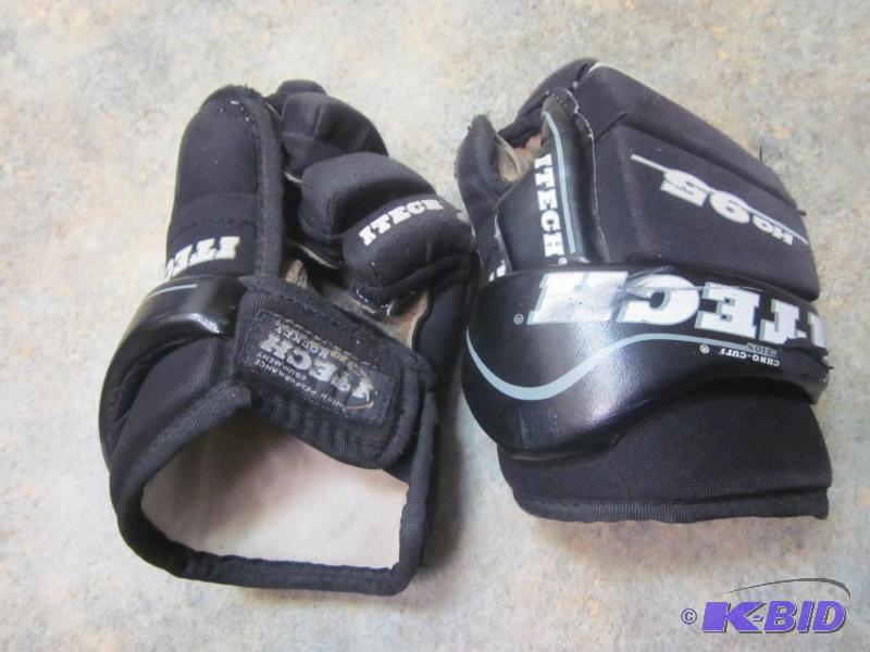 Pair of youth Itec leather hockey gloves.   &...