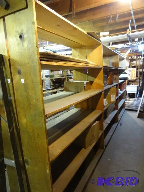 Wood Shelf Unit. No Contents 16 ft. X 84 in. ...