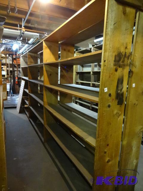Wood Shelf Unit. No Contents 16 ft. X 84 in. ...