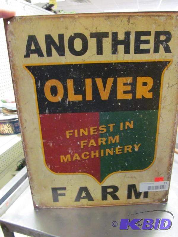 lot 13 image: reproduction  Oliver machinery sign