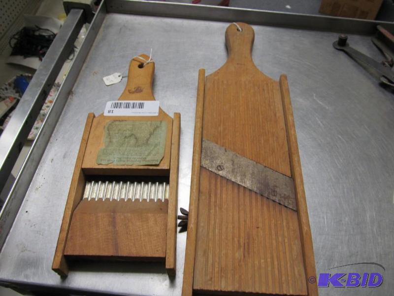 lot 18 image: pair of antique vegetable slicers