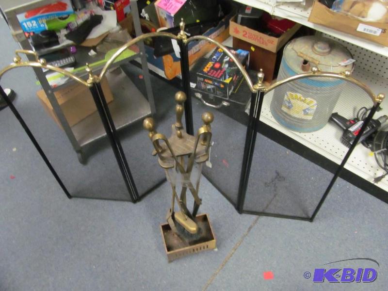 lot 57 image: fireplace tools and screen