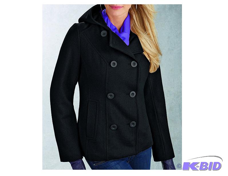 Misses Hooded Peacoat Size Large