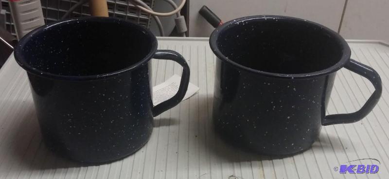 Set of 2 Black Enamel Large Coffee Mugs...