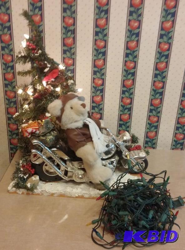 lot 4 image: 12" High Motorcycle Bear riding a motorc...