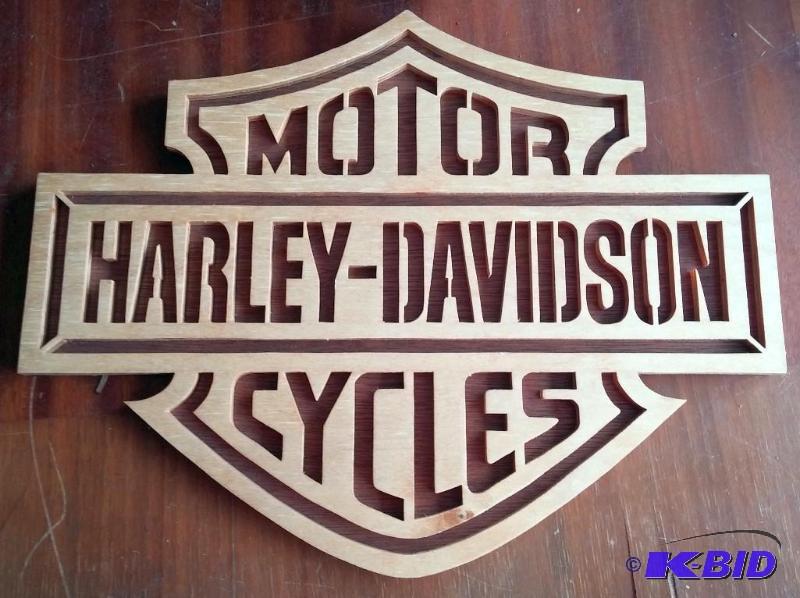 lot 5 image: Harley Davidson Wooden Sign. 13 12 inches lo...