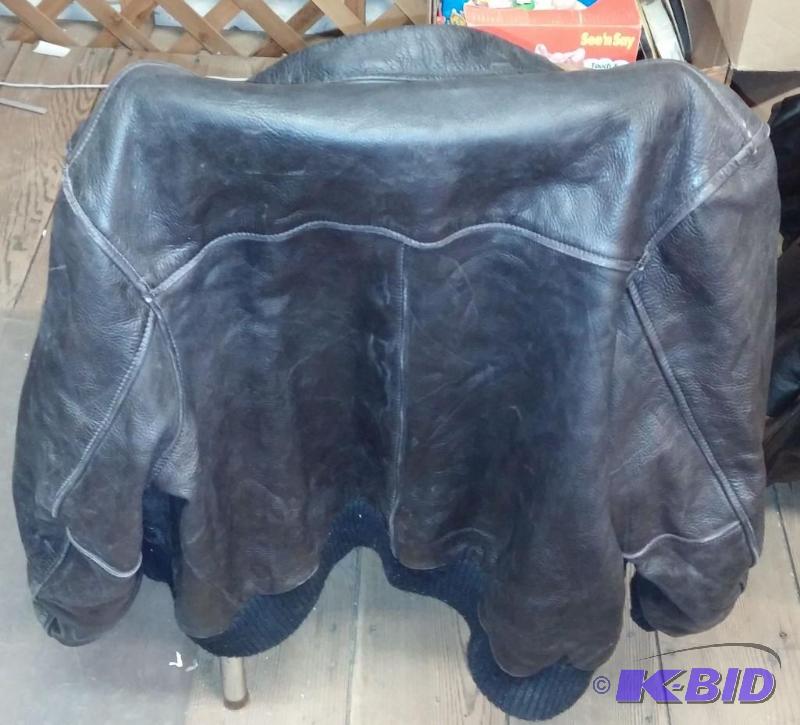 lot 50 image: Boys Size Large Brown Bomber Leather Jacket...
