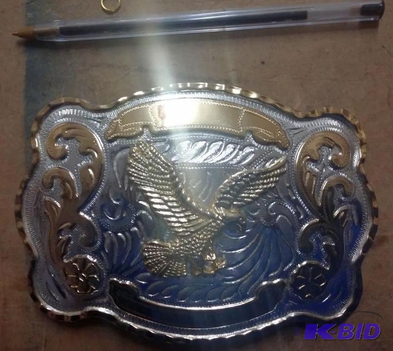 lot 7 image: Large Gold and Silver Eagle Belt Buckle...