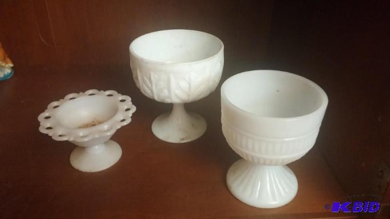 Lot of 3 Milk Glass vases...