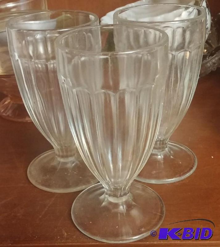 3 Vintage glass ice cream dishes...