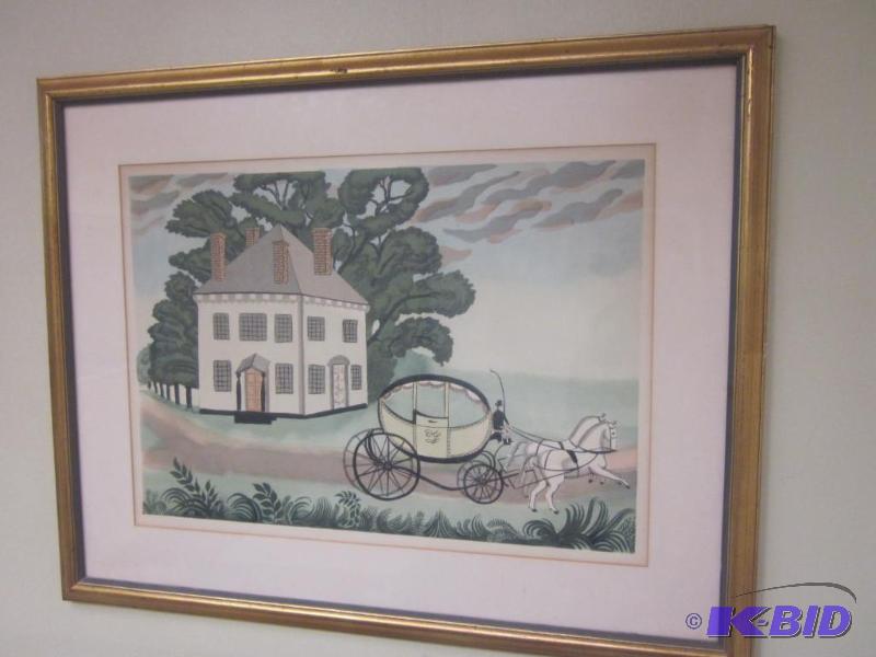 lot 100 image: 40 x 20 large framed hand tinted print.  &nbs...
