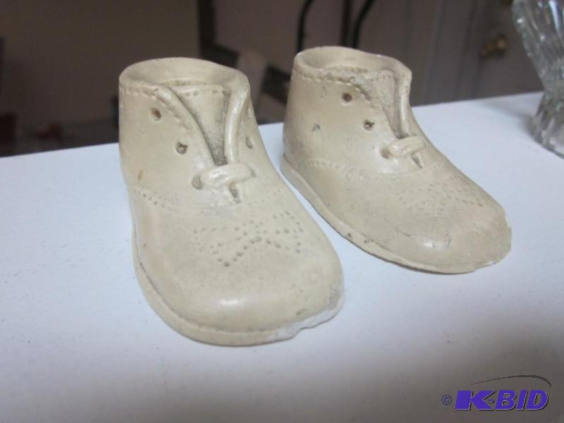 lot 17 image: Pair of antique pottery miniature children sh...