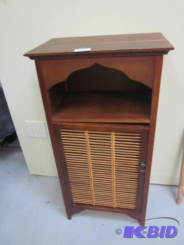 lot 2 image: Solid wood storage cabinet.      ...
