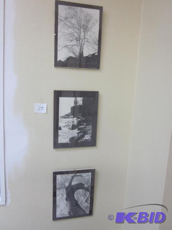 lot 25 image: (3) original black and white photo framed wal...