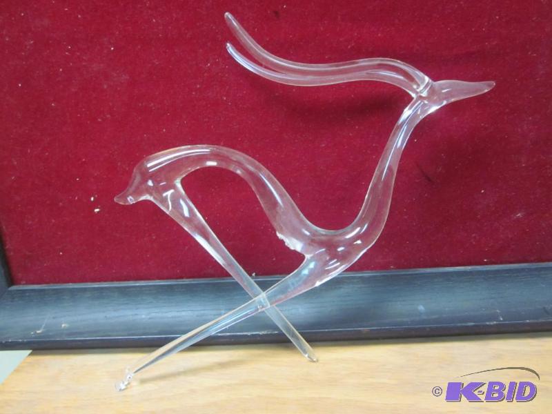 lot 42 image: 8 inch hand blown glass stag signed &quotFS&...