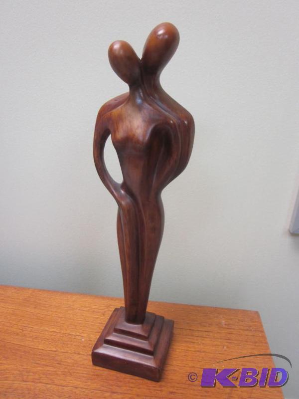 lot 46 image: 14 inch faux wood statue.      &nbs...