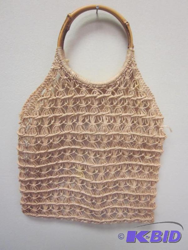 lot 54 image: Crochet handbag with bamboo handles.   &...