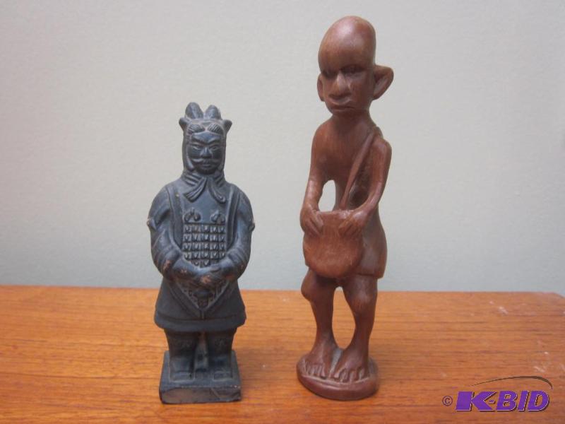 lot 55 image: Pair of ethnic figures, one stoneware the oth...