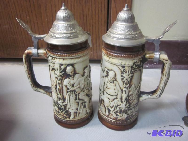 lot 65 image: Pair of Gerztt Germany steins.     ...