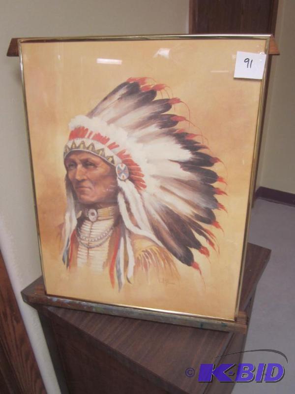 lot 91 image: Large approximately 15 x 20 Paul Boren Native...
