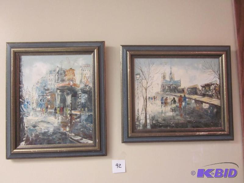 lot 92 image: Pair of approximately 11 x 14 original oil on...