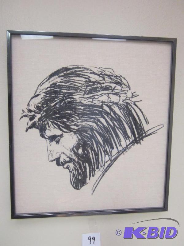 lot 99 image: Original art on clothe, framed C. Downs, 1978...