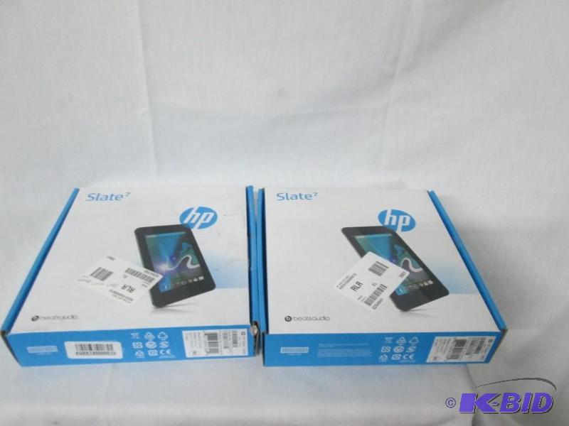 lot 40 image: (2) - HP Slate 7 8GB Android Tablet w Google Play