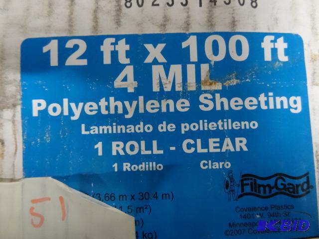 New in box 12 foot X 100 foot 4 mil polyethyl...