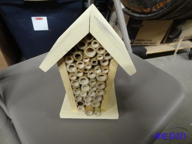 New wood and bamboo Bee House. Provides a gre...