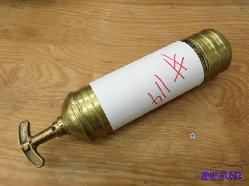 vintage brass pump type fire extinguisher...