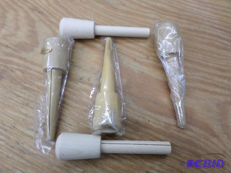 box of wooden polishing mandrels...