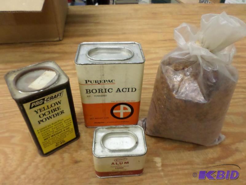 3 old tins of misc jewelers powder compounds....