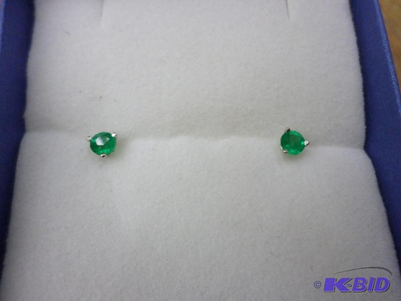 .25ct tw Emerald 14kt white gold earrings. Su...