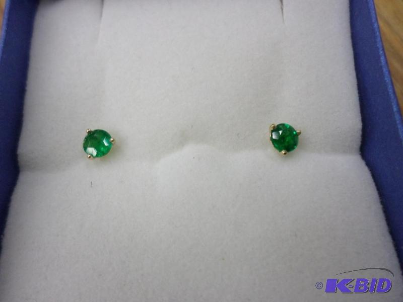 .36ct tw Emerald 14kt yellow gold earrings. S...