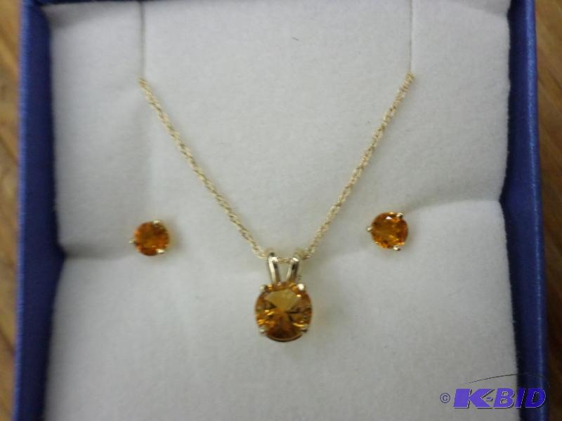 3 Pc set, .45 Citrine 14kt yellow gold pendan...