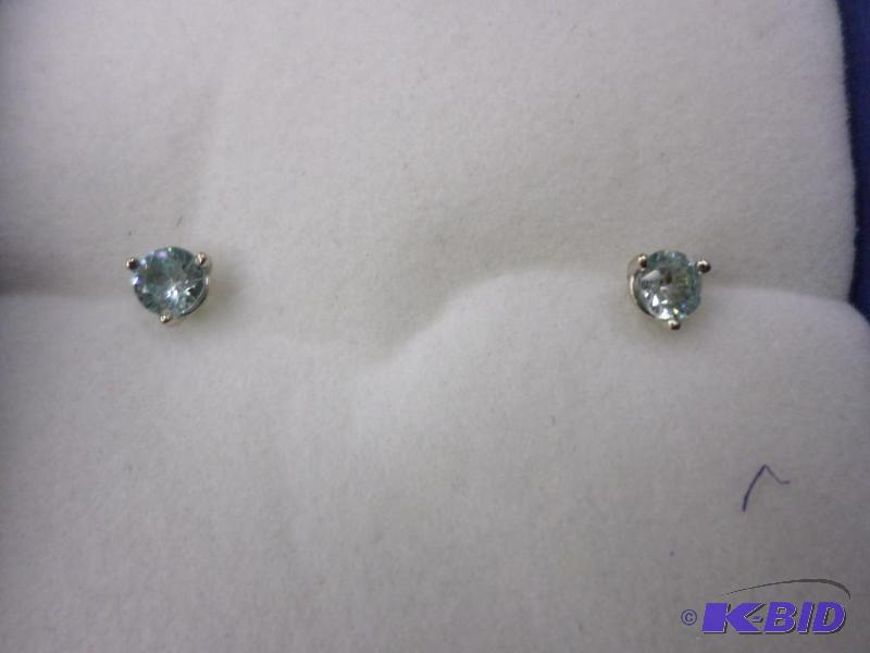 .48ct tw 14kt white gold Blue Zircon earrings...