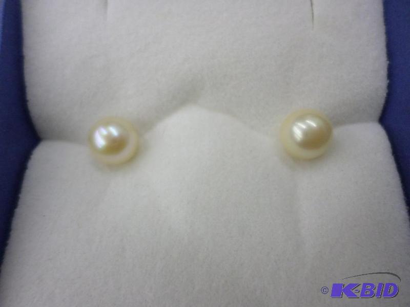 6mm Cultured Pearl earrings on 14kt yellow go...
