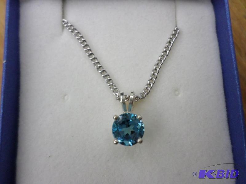 1.06 Blue Topaz sterling silver pendant with ...