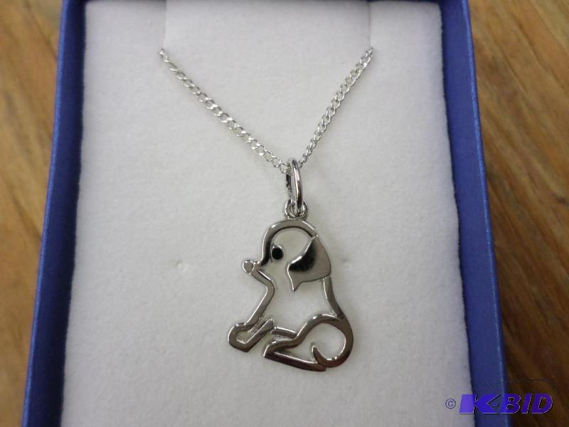 Puppy Dog charm pendant on a 20&quot sterlin...