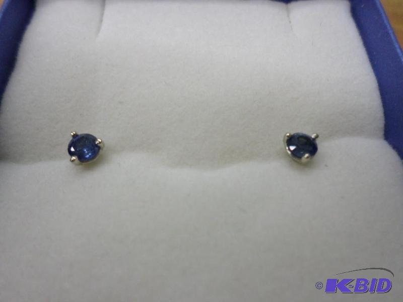 .38ct tw blue Sapphire 14kt white gold earrin...