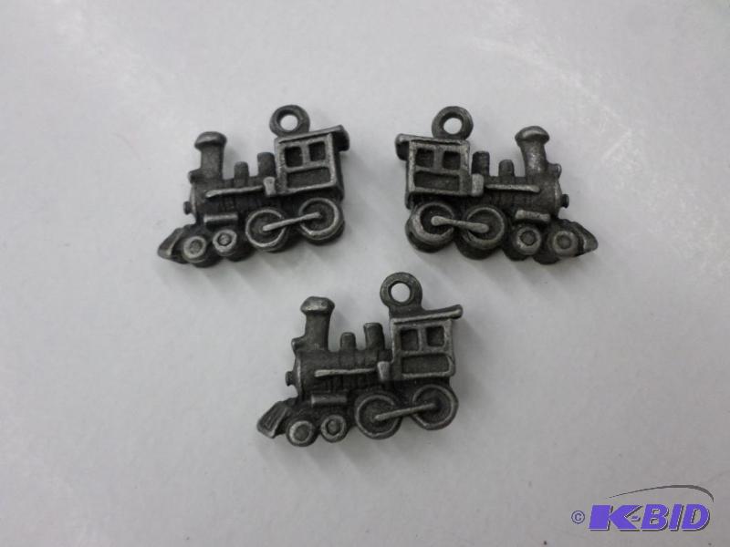 3 pewter Train charms...