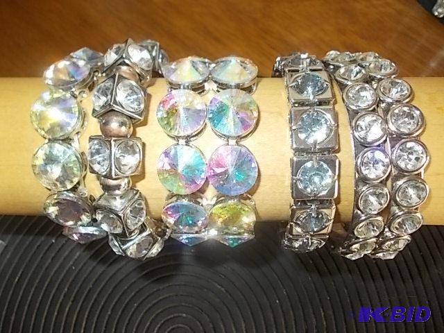 6-Large Bling Silver Tone Bracelets...